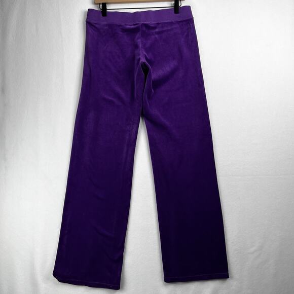 VTG Juicy Couture Purple Velour Track Pant Sz M Ultra LowRise Y2K Rhinestone 00s - Picture 2 of 13